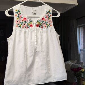 J.Crew white Embroidered Sleeveless Top